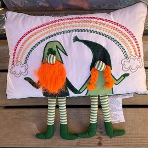 St Patrick's Day Rainbow Love 3D Duck Feather Shamrock Dangle Leg Pillow 14”x22”